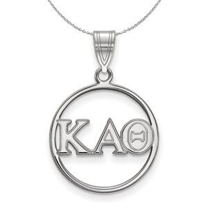 Sterling Silver Kappa Alpha Theta Medium Circle Greek Necklace - 24 In